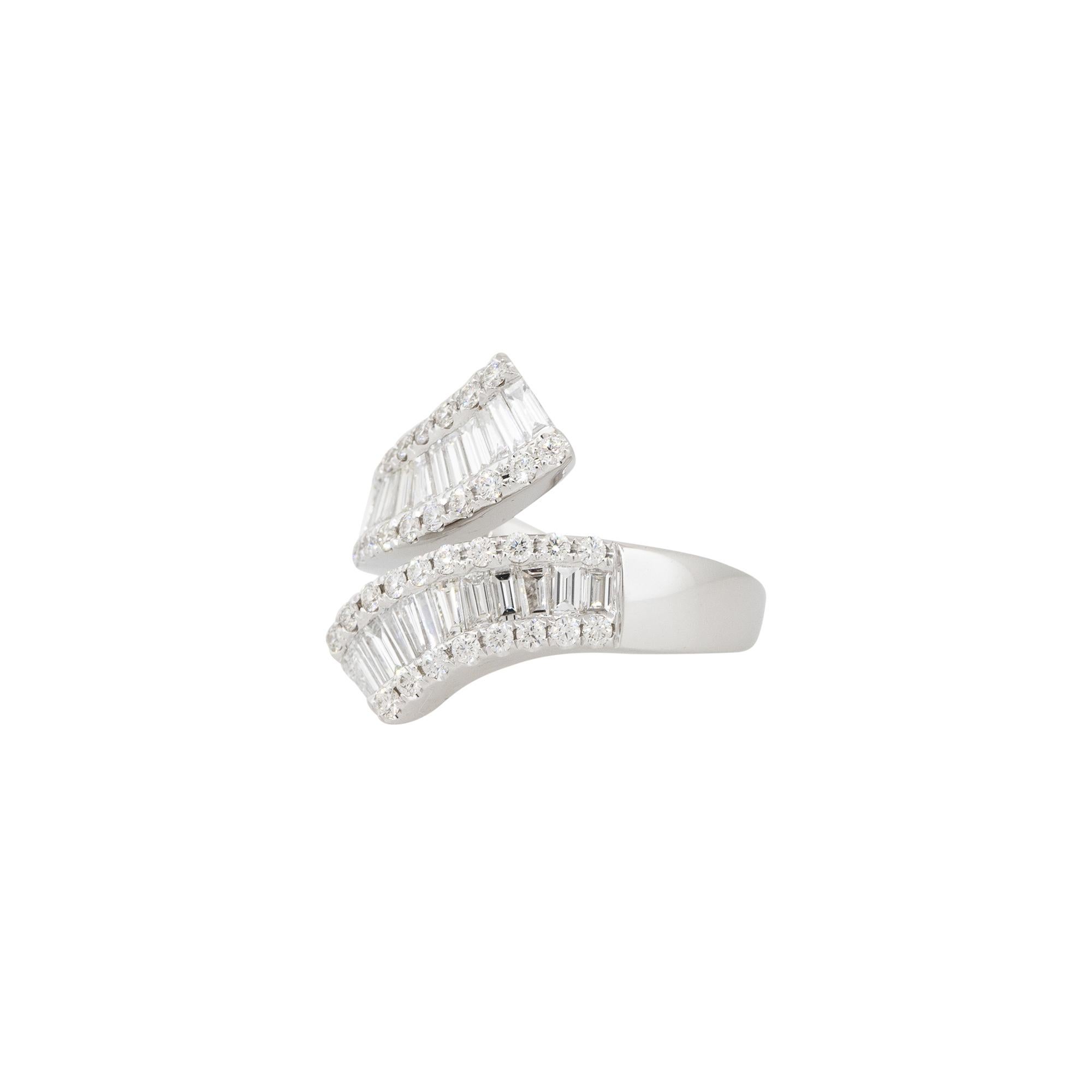 Modern 1.56 Carat Pave Diamond Crossover Ring 18 Karat in Stock For Sale