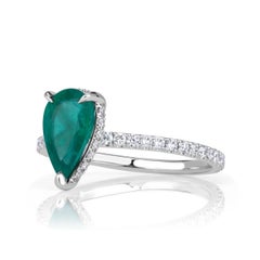 1.56 Carat Pear Diamond Ring 14K White Gold Refined Light