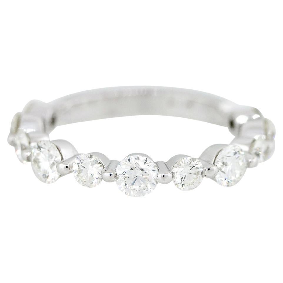 1.56 Carat Round Brilliant Alternating Sized Diamond Band 14 Karat in Stock For Sale