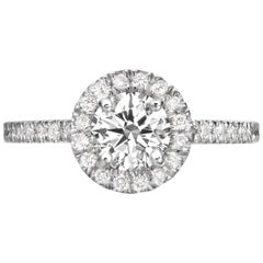 1.56 Carat Round Cut Diamond Engagement Ring on 18 Karat White Gold