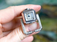 1.56 Carat Ruby 1.02 Carat Diamond Ladies Cocktail Watch in White Gold Art Deco