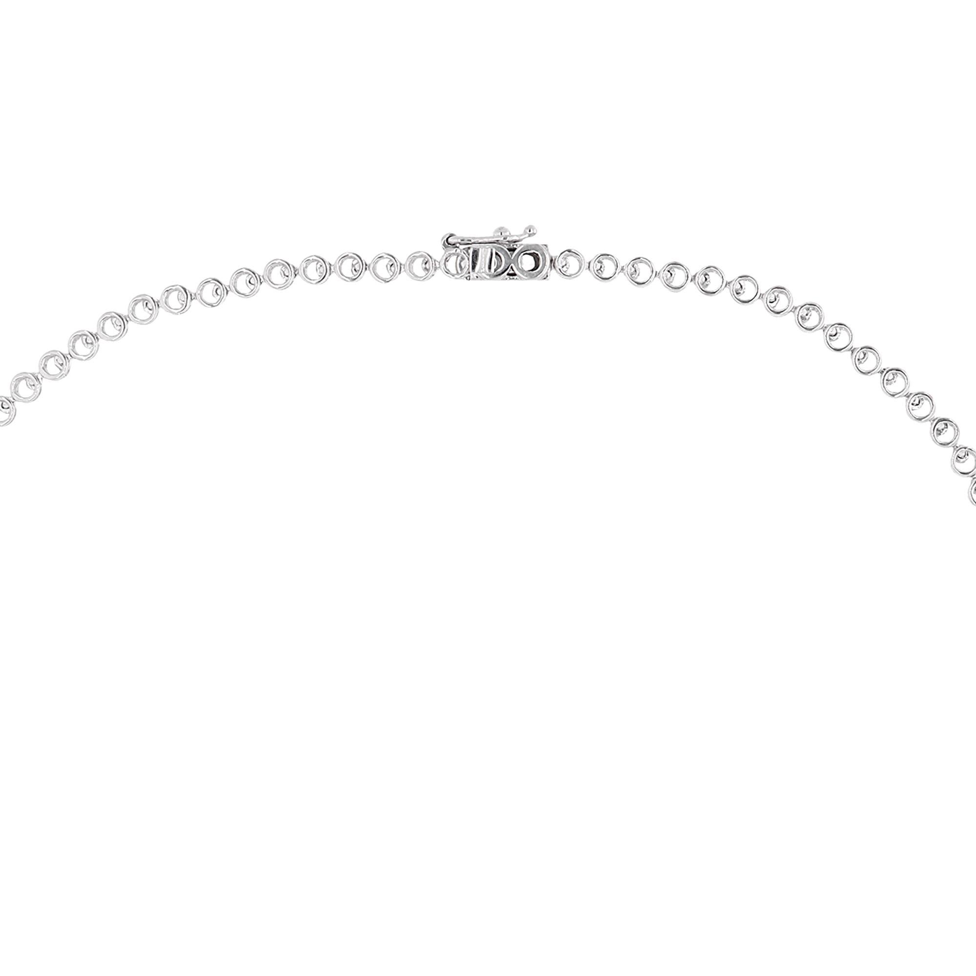 Round Cut 15.6 Carat SI Clarity HI Color Round Diamond Choker Necklace 14 Karat White Gold For Sale