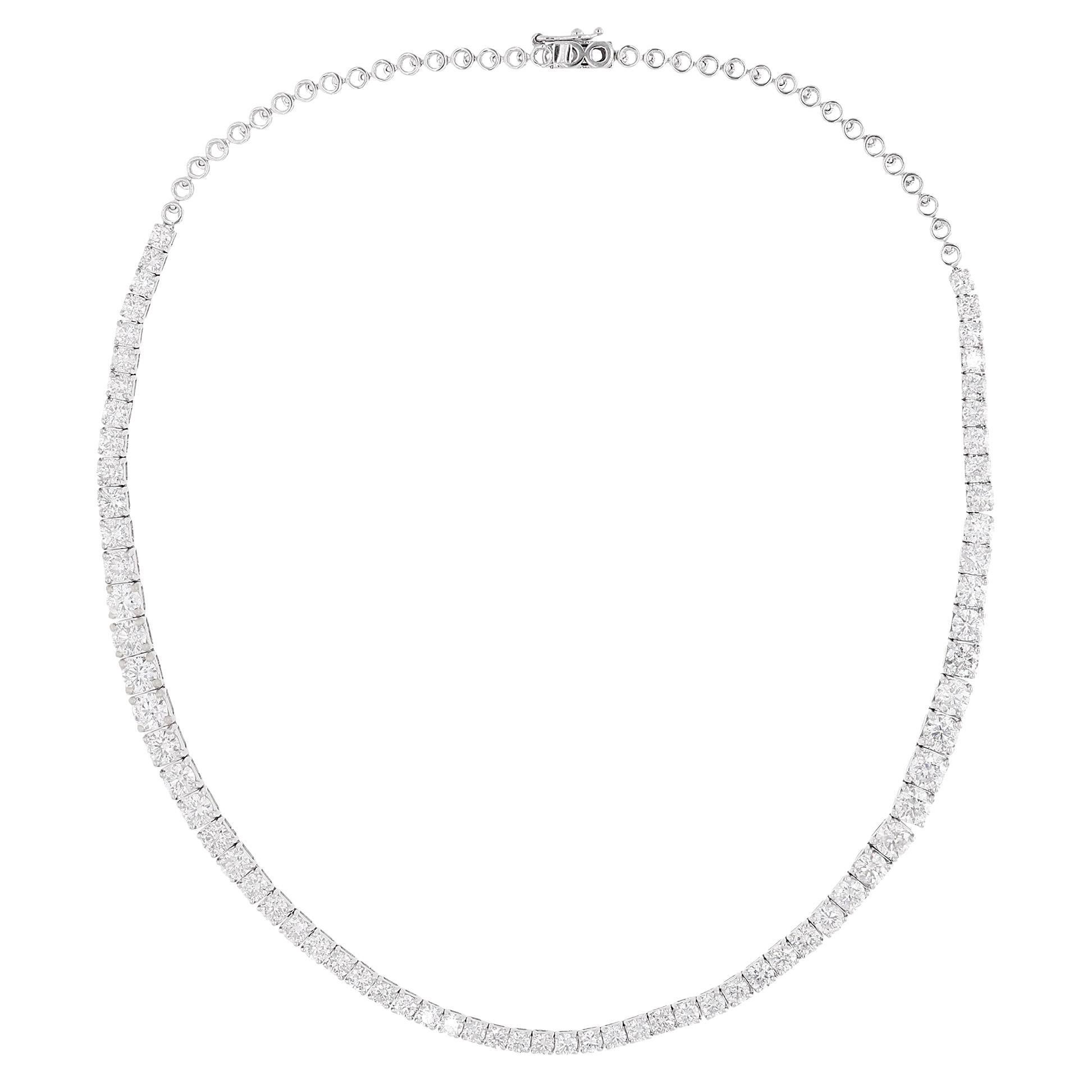 15.6 Carat SI Clarity HI Color Round Diamond Choker Necklace 14 Karat White Gold