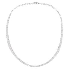 Collana girocollo con diamanti tondi da 15,6 carati SI Clarity HI Color Oro bianco 18 carati