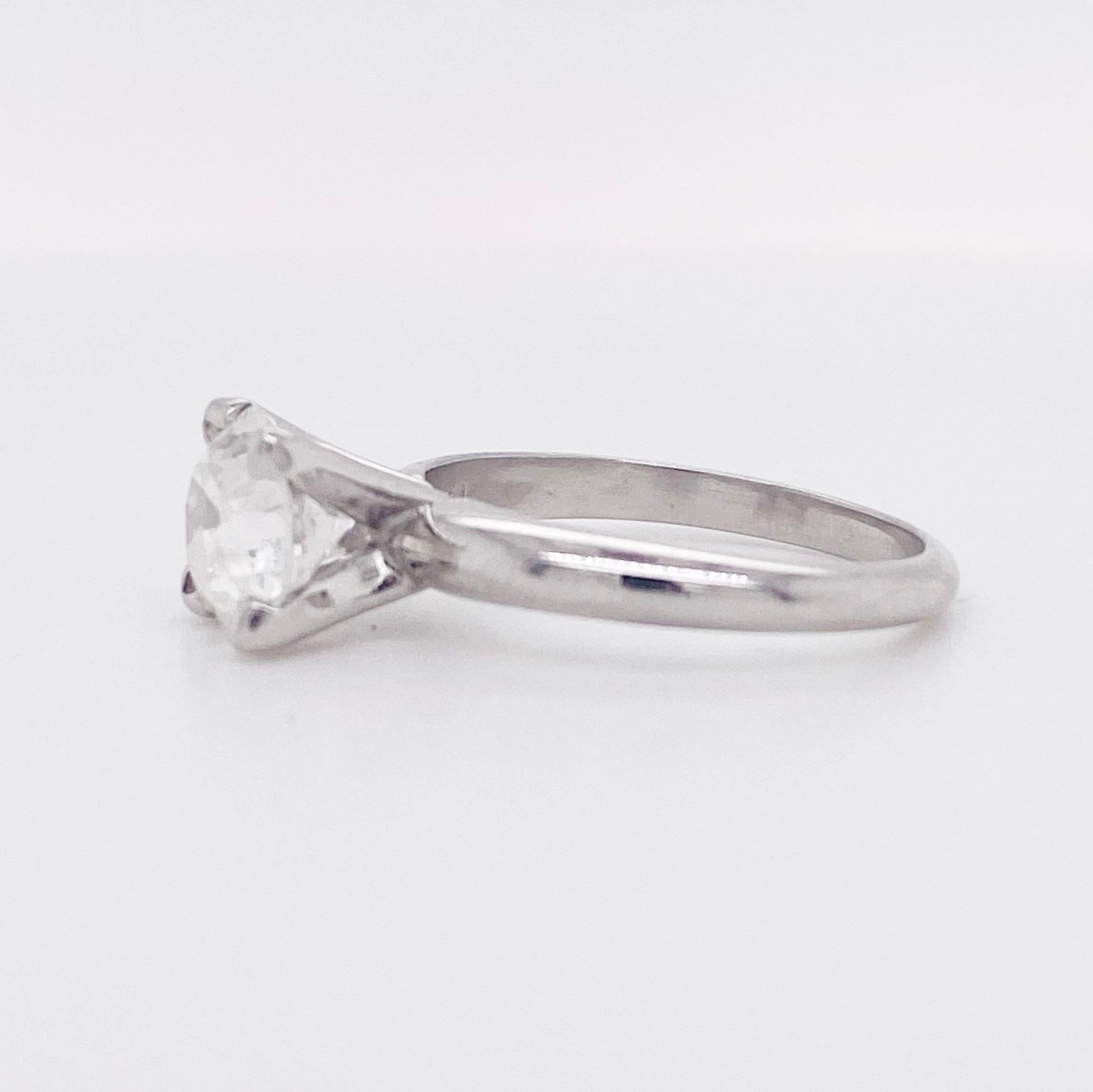 For the vintage, estate jewelry lover! This ring is an estate piece with an old European cut diamond set in a vintage platinum solitaire settings. The prongs are a unique 