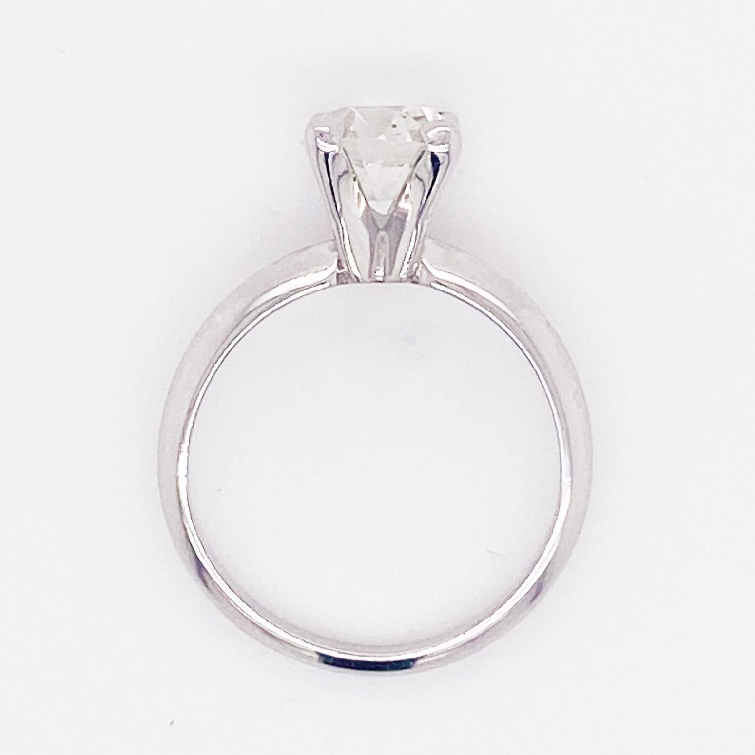 Contemporary 1.56 Carat Solitaire Engagement Ring, Platinum Old European Cut Diamond Ring For Sale