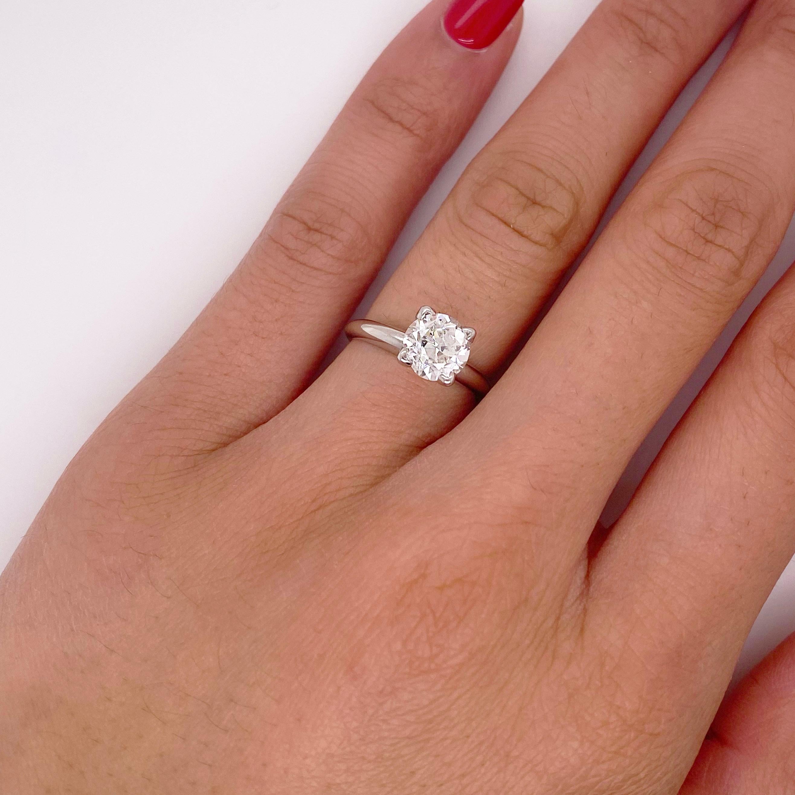 Bague de fiançailles solitaire en platine avec diamant taille vieille Europe de 1,56 carat Neuf - En vente à Austin, TX