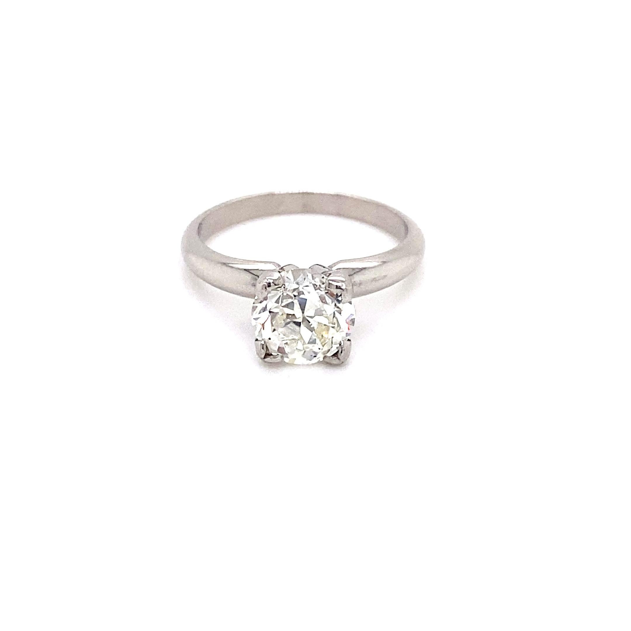 Platin 1,5 Karat OEC Solitär-Ring aus Platin, Diamant im alteuropäischen Schliff (Romantik) im Angebot