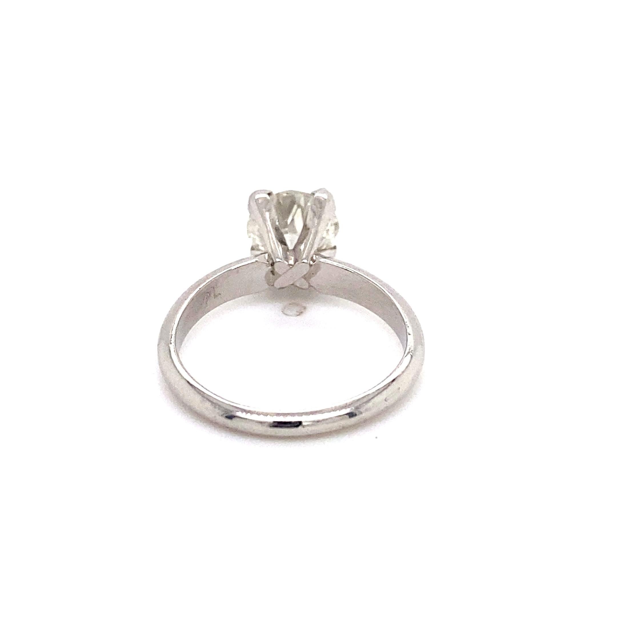 Vintage Platinum 1.5 Carats OEC Solitaire Ring, Old European Cut Diamond In Excellent Condition For Sale In Austin, TX