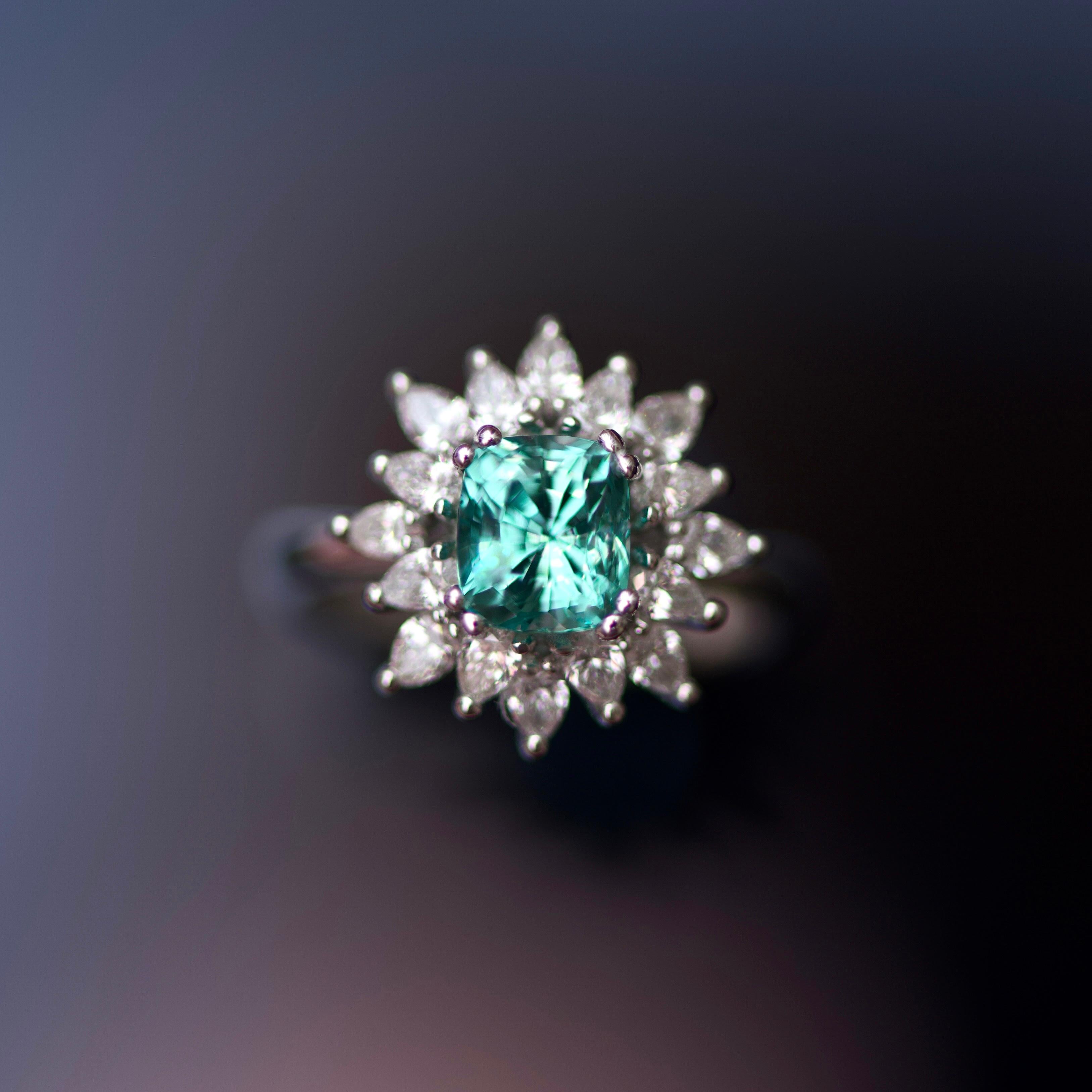 Cushion Cut 1, 56 Carat Vanadium Chrysoberyl Diamonds 18 Karat White Gold Ring by D&A