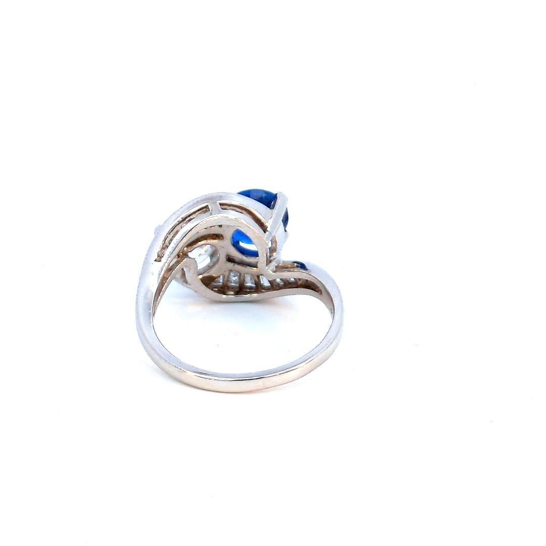 1,56 Karat Unerhitzter burmesischer blauer Saphir Toi Et Moi Ring zertifiziert Damen im Angebot