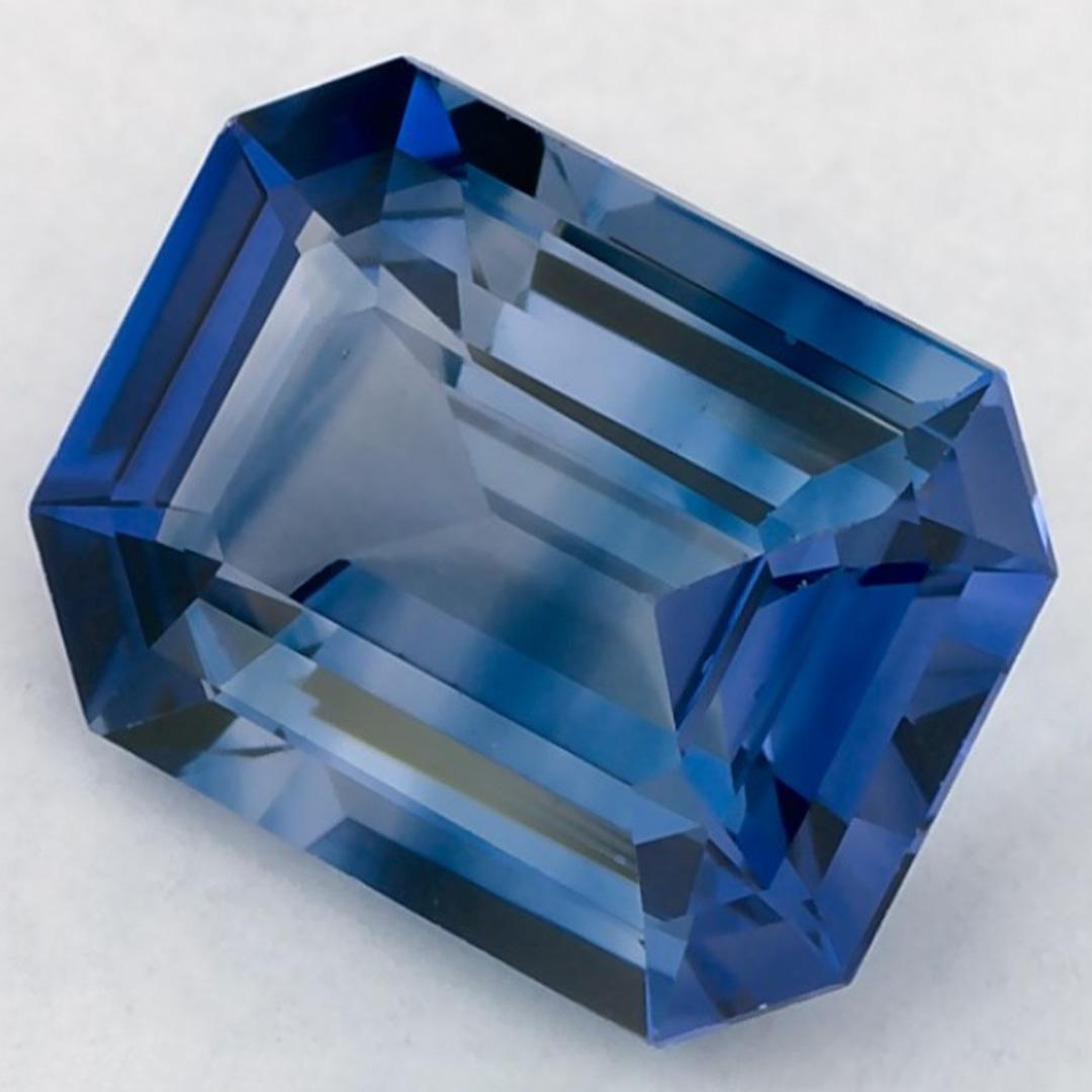 Taglio smeraldo 1.56 carati di zaffiro blu ottagonale sfuso in vendita