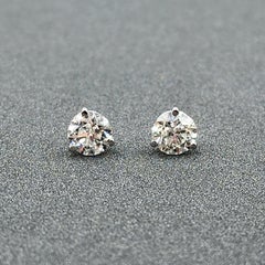1.56 ct 14K White Gold 3-Prong Diamond Stud Earrings
