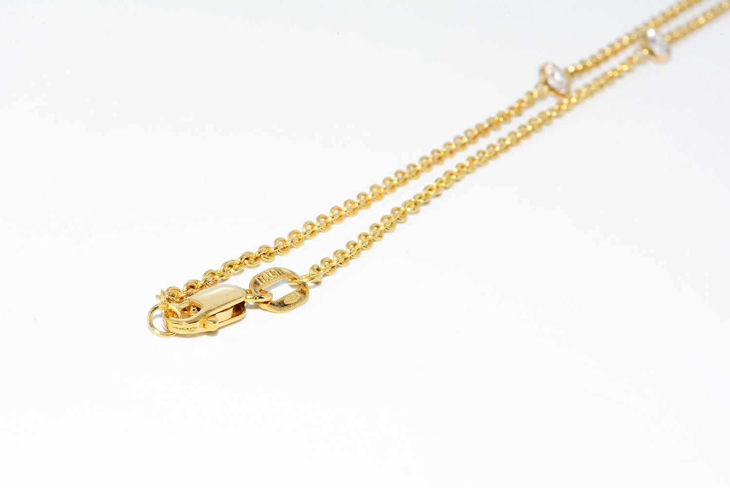 1.56 CT Diamonds By The Yard Necklace 18k Yellow Gold For Sale 5