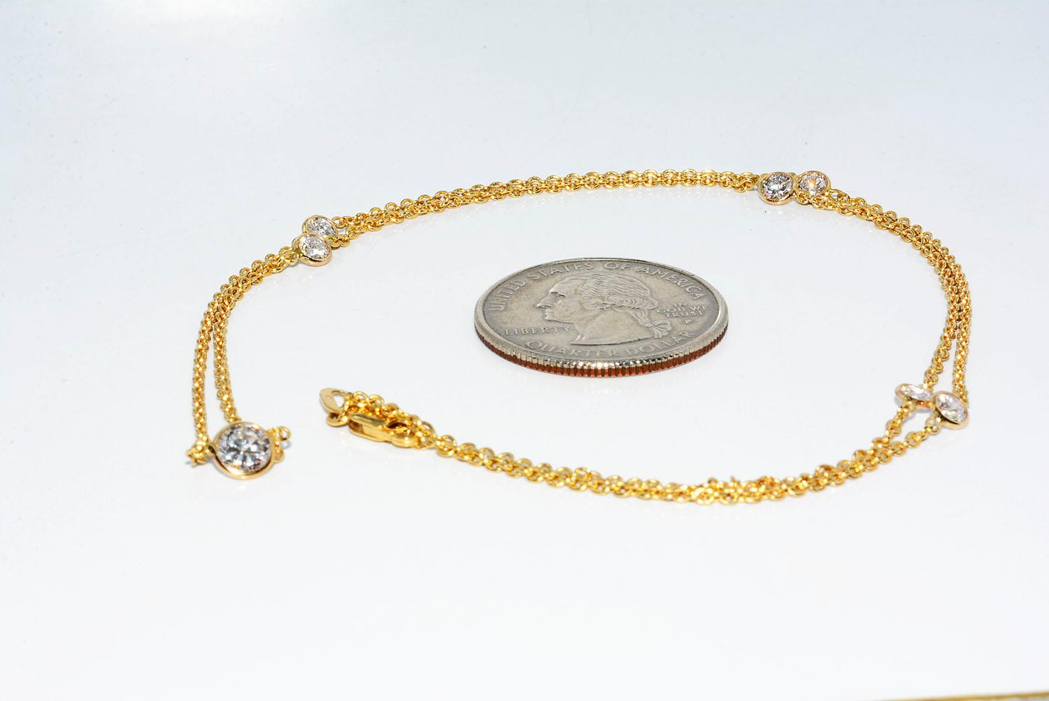 1.56 CT Diamonds By The Yard Necklace 18k Yellow Gold For Sale 7