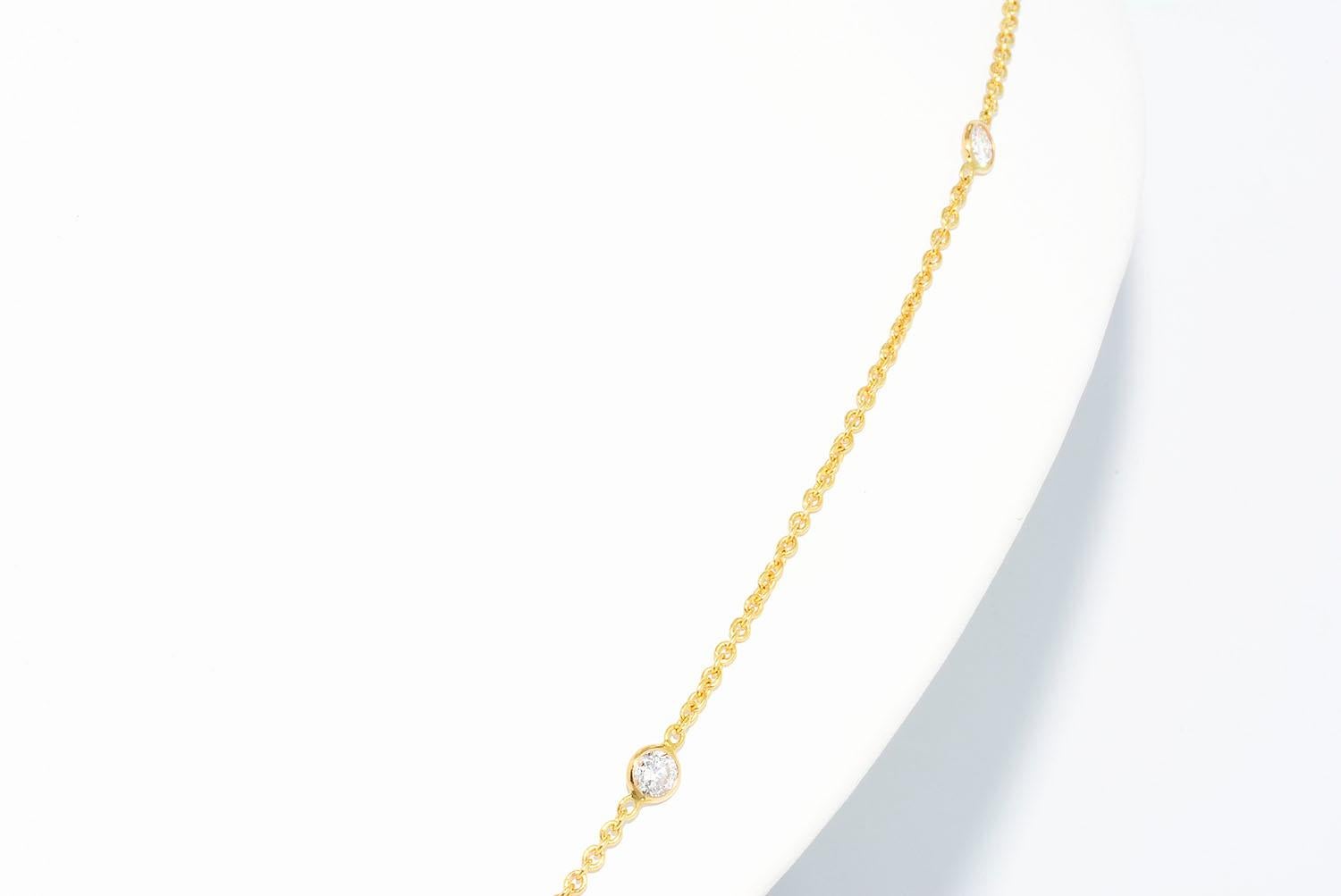 Round Cut 1.56 CT Diamonds By The Yard Necklace 18k Yellow Gold For Sale