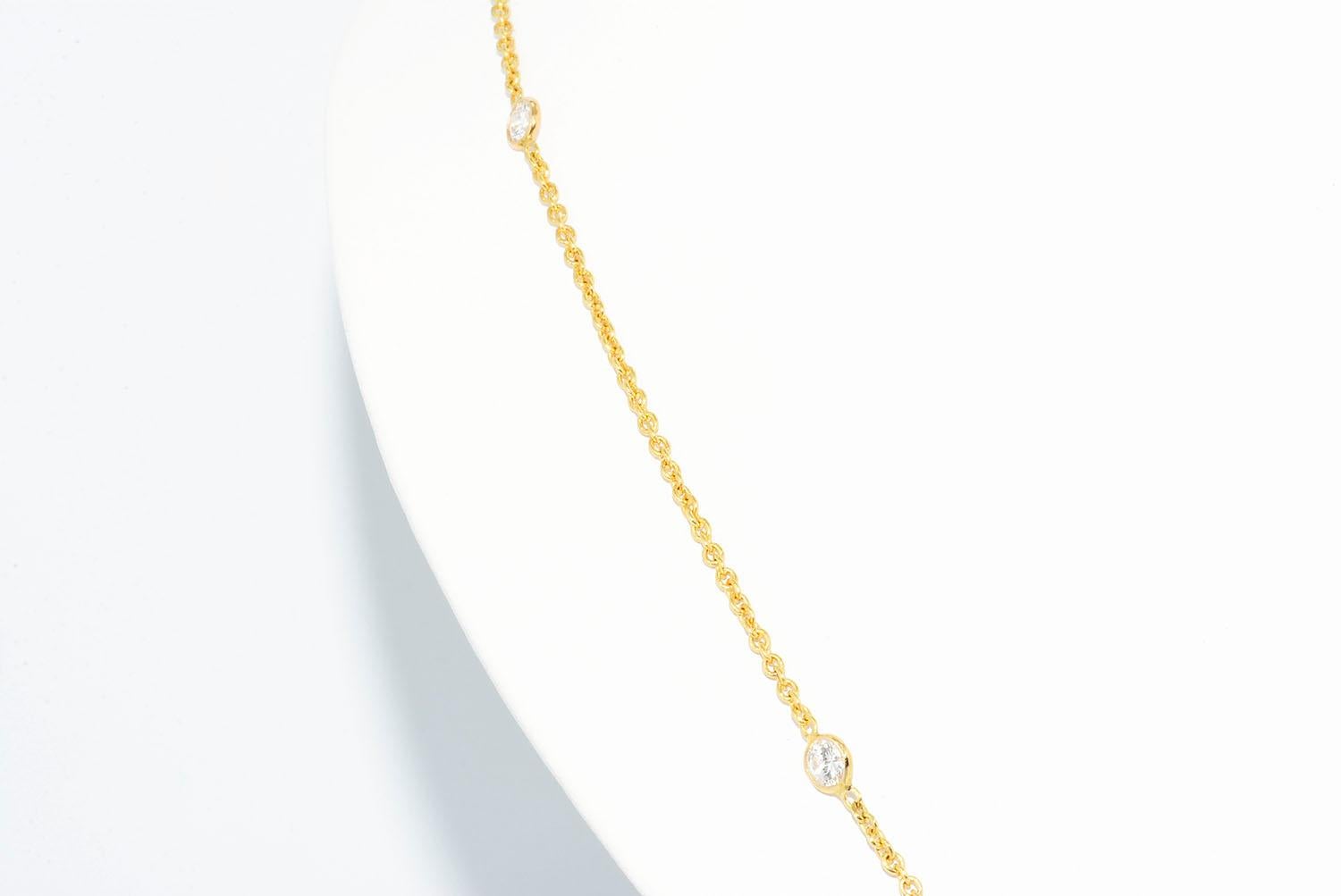 1.56 CT Diamonds By The Yard Necklace 18k Yellow Gold In New Condition For Sale In New York, NY