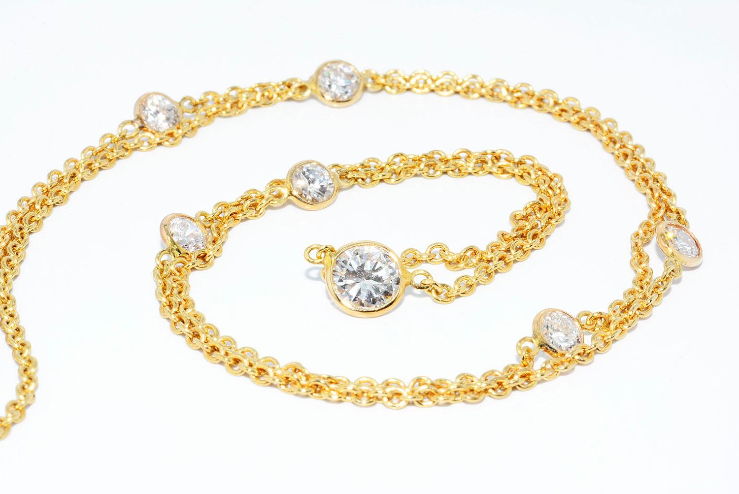 1.56 CT Diamonds By The Yard Necklace 18k Yellow Gold For Sale 2
