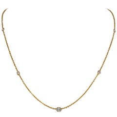 1.56 CT Diamonds By The Yard Necklace 18k Yellow Gold