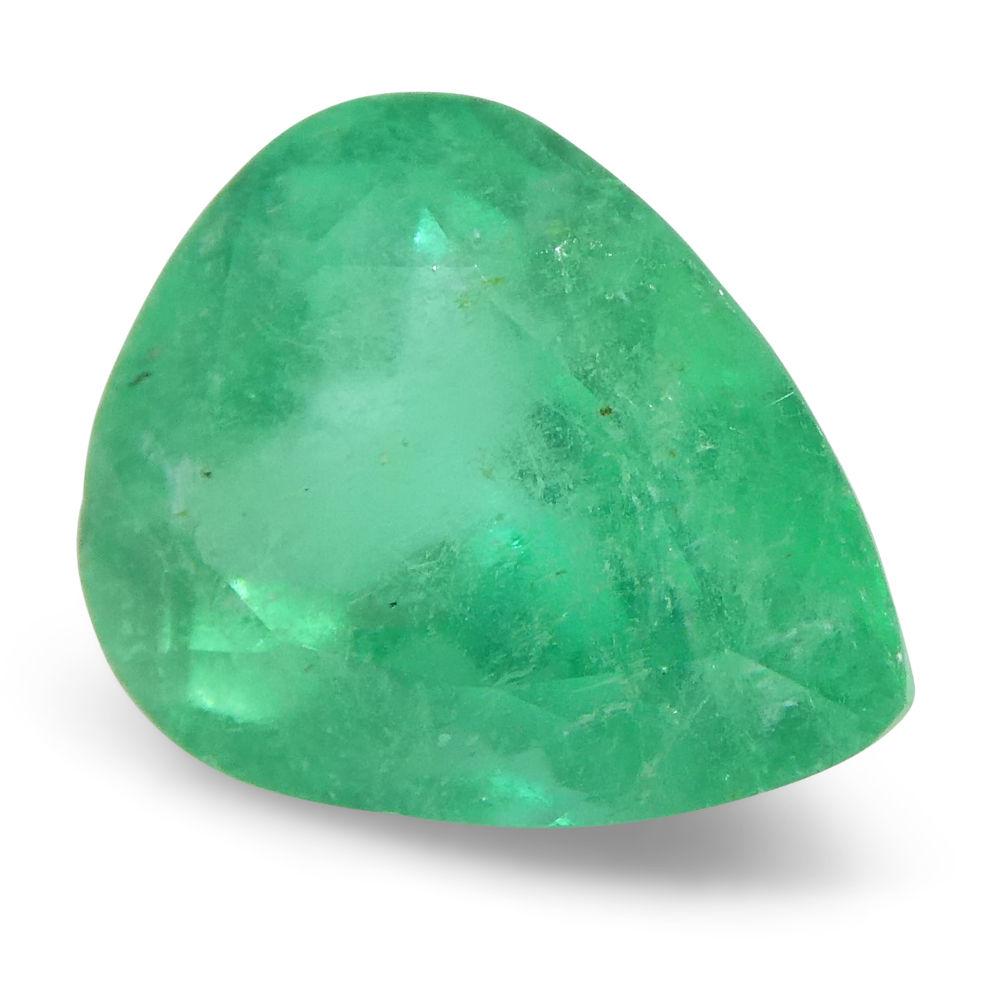 1.56 ct Pear Emerald GIA Certified Colombian F1/Minor For Sale 2