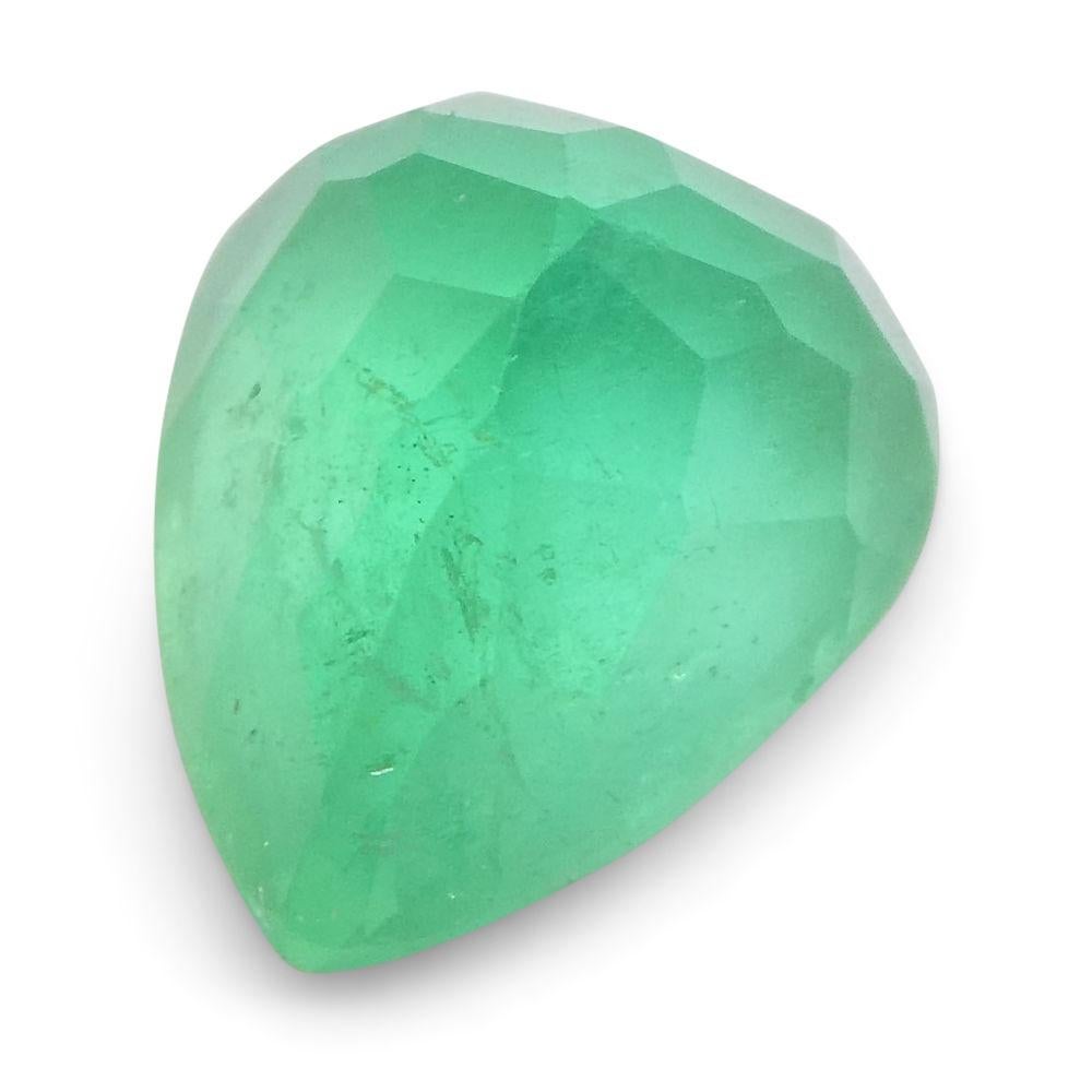 1.56 ct Pear Emerald GIA Certified Colombian F1/Minor For Sale 3