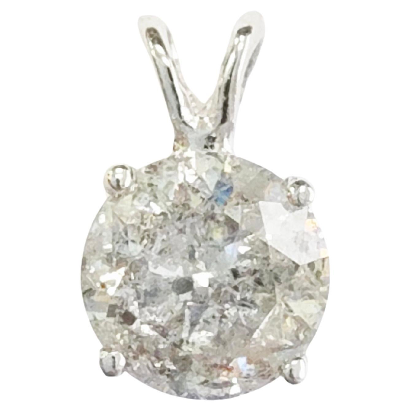 PRICED WHOLESALE, 1.56 ct Round Diamond Pendant in 14K White Gold