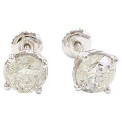 Brillante Jewels 1.56ct Round Diamond Stud Earrings in 14K White Gold