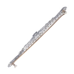 1.56 filigrane Barbrosche aus Platin mit Diamanten im alten europäischen Art déco-Stil