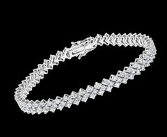 156 Round Diamond 4-5 Pointer Each Tennis Bracelet in 18 K White Gold 6.5 Carat