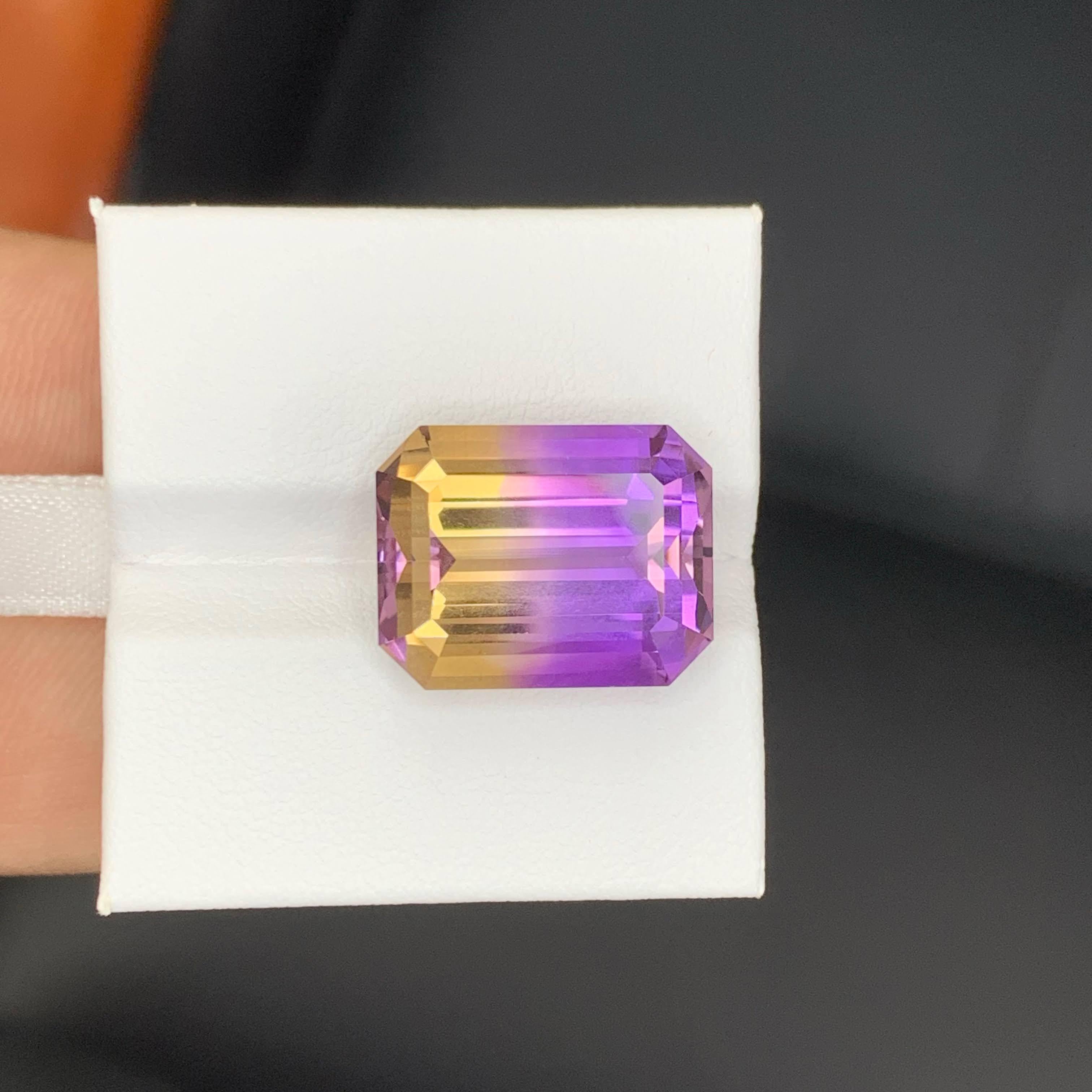 Taille émeraude 15.60 Carat Natural Loose Bi Color Ametrine Stone Emerald Cut Bolivian Gemstone en vente