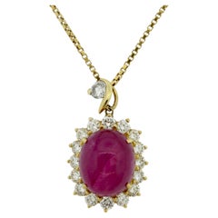 15.60ct Ruby Diamond Gold Drop Pendant, GIA Certified