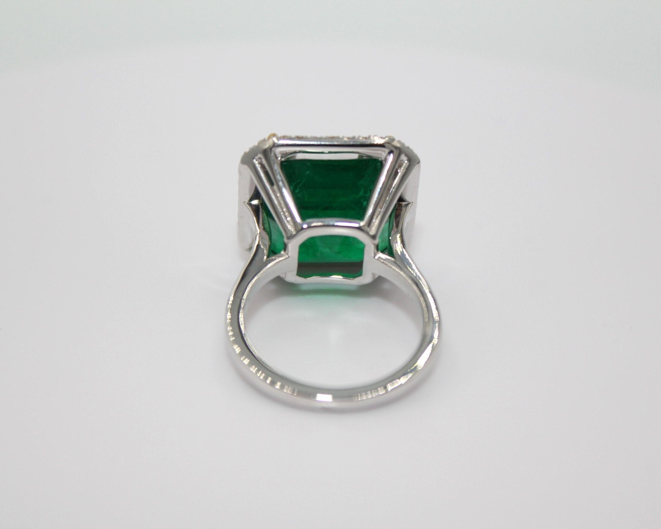 Women's 15.61 Carat Emerald Diamond Ring  For Sale