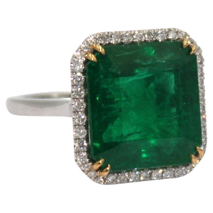 15.61 Carat Emerald Diamond Ring  For Sale