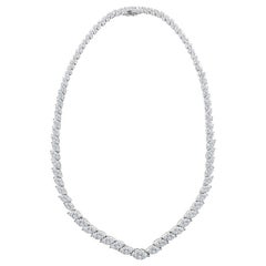 15.62 Carat Natural Graduated Diamond Luxury Necklace in 18K White Gold ref38