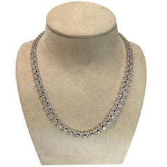 15.62 Carat Pear Shaped Diamond Halo Necklace 14 Karat White Gold 16 Inches