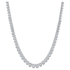 15.62 Carat Pear Shaped Diamond Halo Necklace 14 Karat White Gold 16 Inches