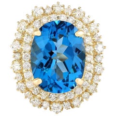 Lebendiger Topas-Diamant-Ring aus 14 Karat Gelbgold 