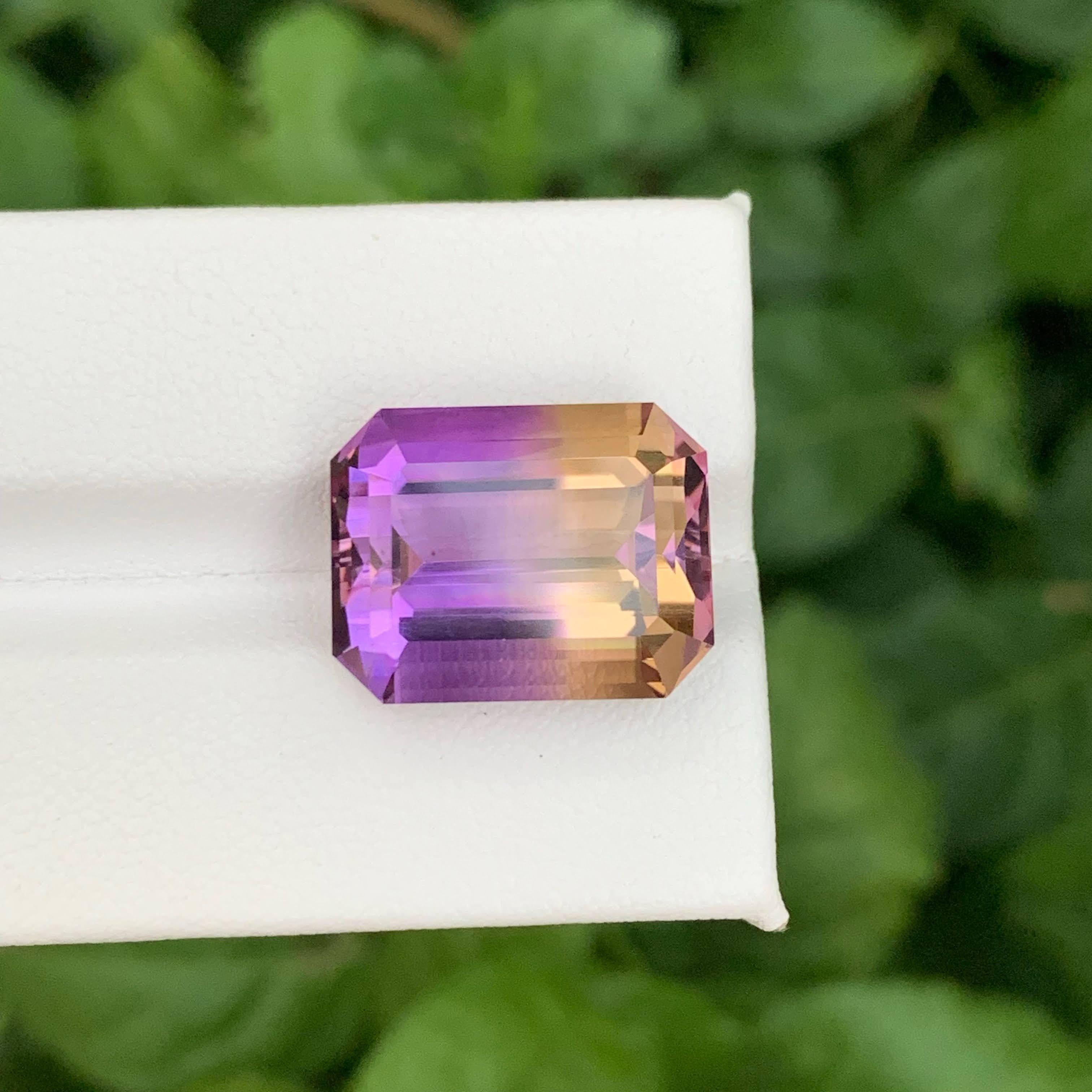 15.65 Carat Natural Loose Bi Color Ametrine Stone Emerald Cut Bolivian Gemstone For Sale 6