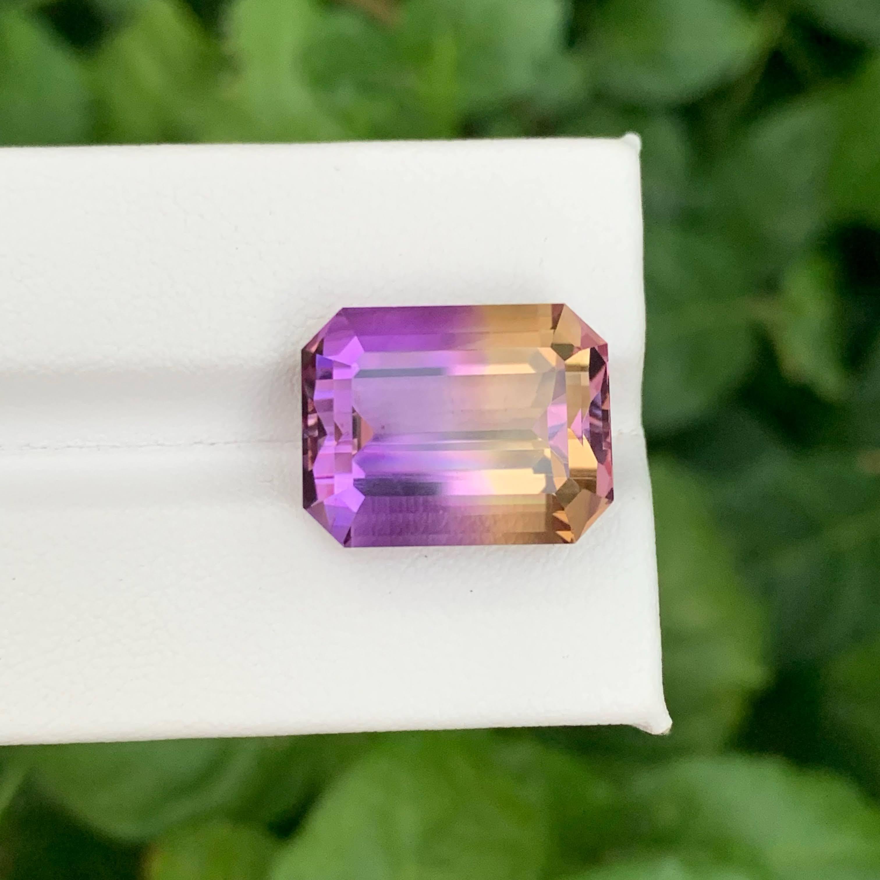 15.65 Carat Natural Loose Bi Color Ametrine Stone Emerald Cut Bolivian Gemstone In New Condition For Sale In Bangkok, TH