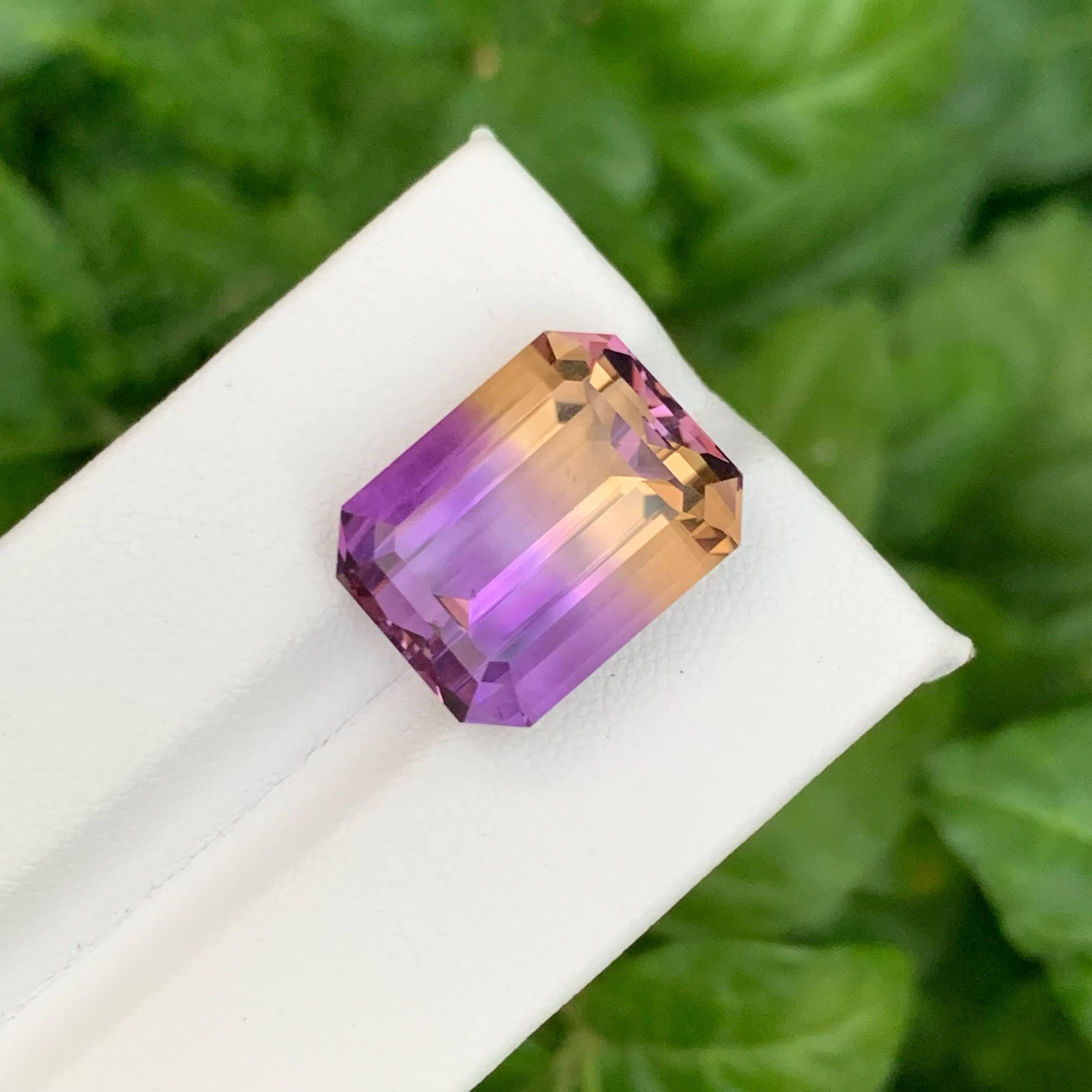 15.65 Carat Natural Loose Bi Color Ametrine Stone Emerald Cut Bolivian Gemstone For Sale 1