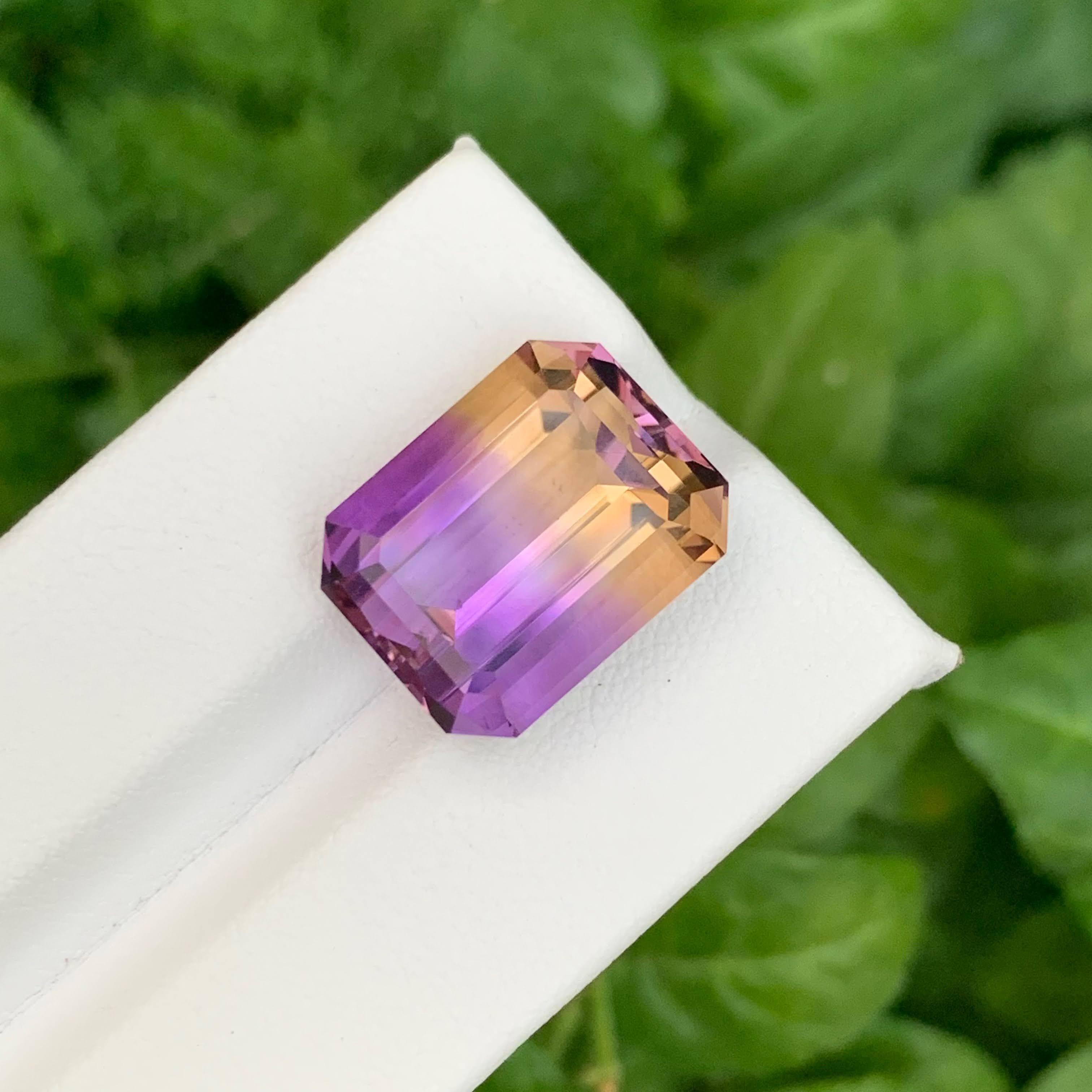 15.65 Carat Natural Loose Bi Color Ametrine Stone Emerald Cut Bolivian Gemstone For Sale 3