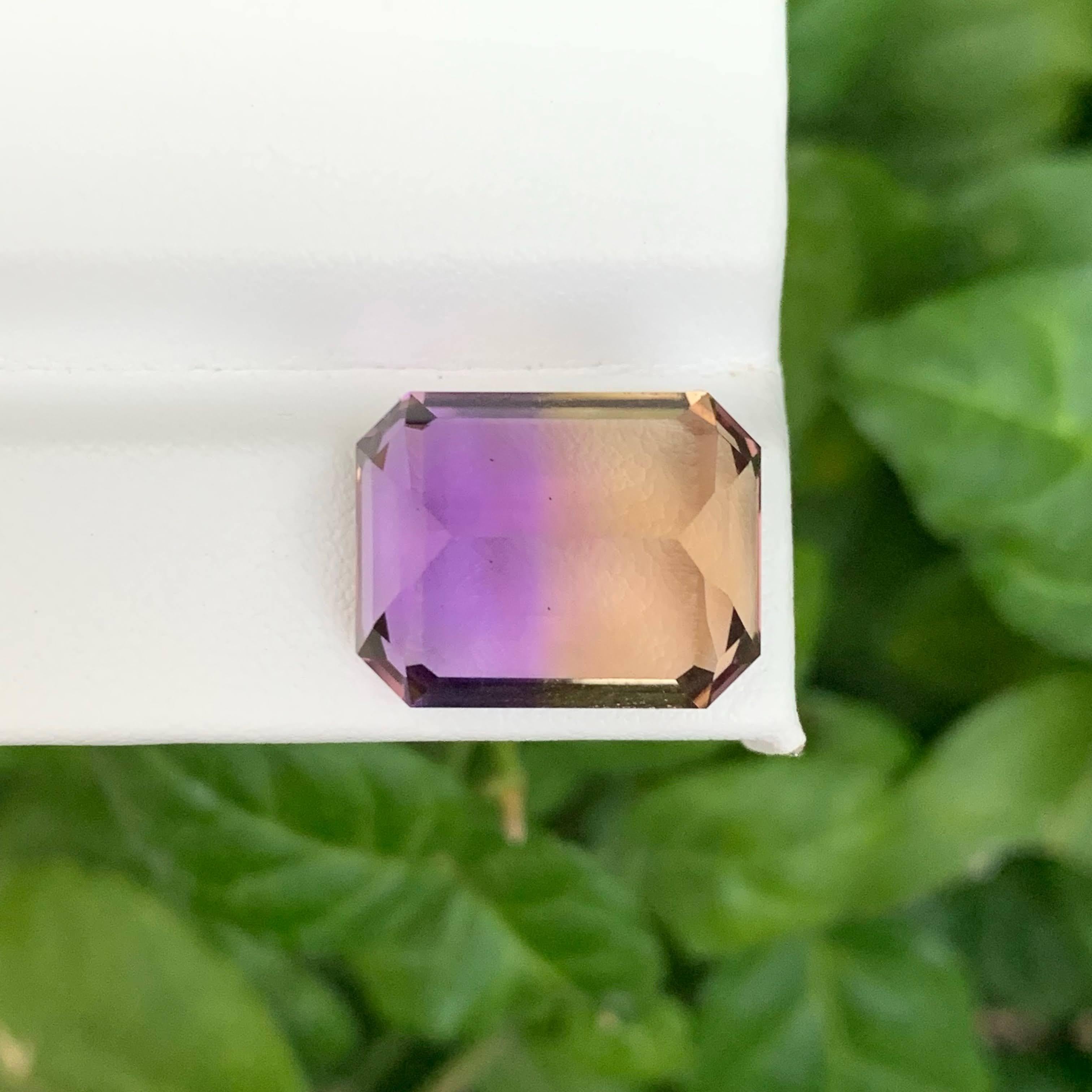 15.65 Carat Natural Loose Bi Color Ametrine Stone Emerald Cut Bolivian Gemstone For Sale 4