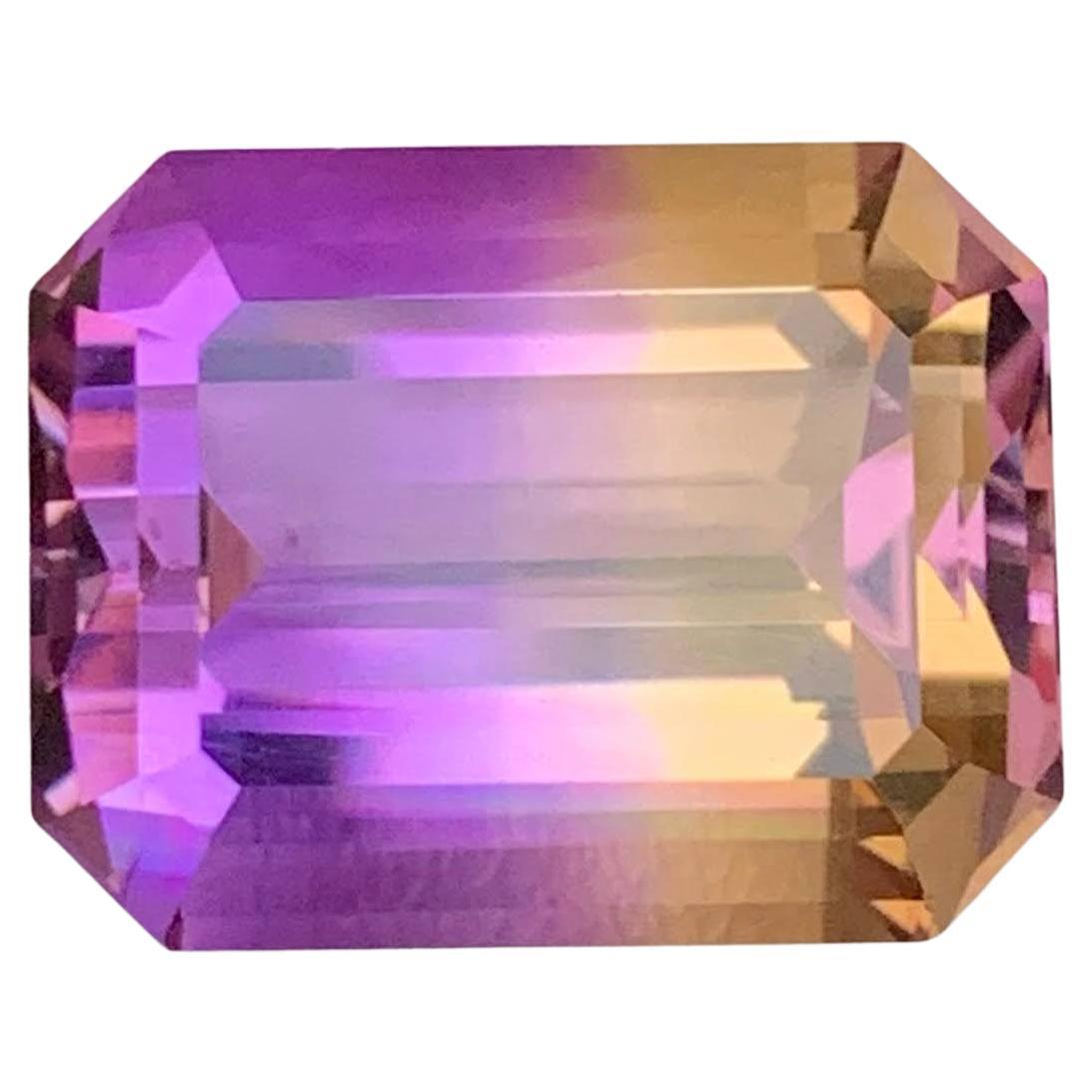 15.65 Carat Natural Loose Bi Color Ametrine Stone Emerald Cut Bolivian Gemstone For Sale