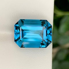 15.65 Carat Natural Loose Deep London Blue Topaz Emerald Cut African Gemstone