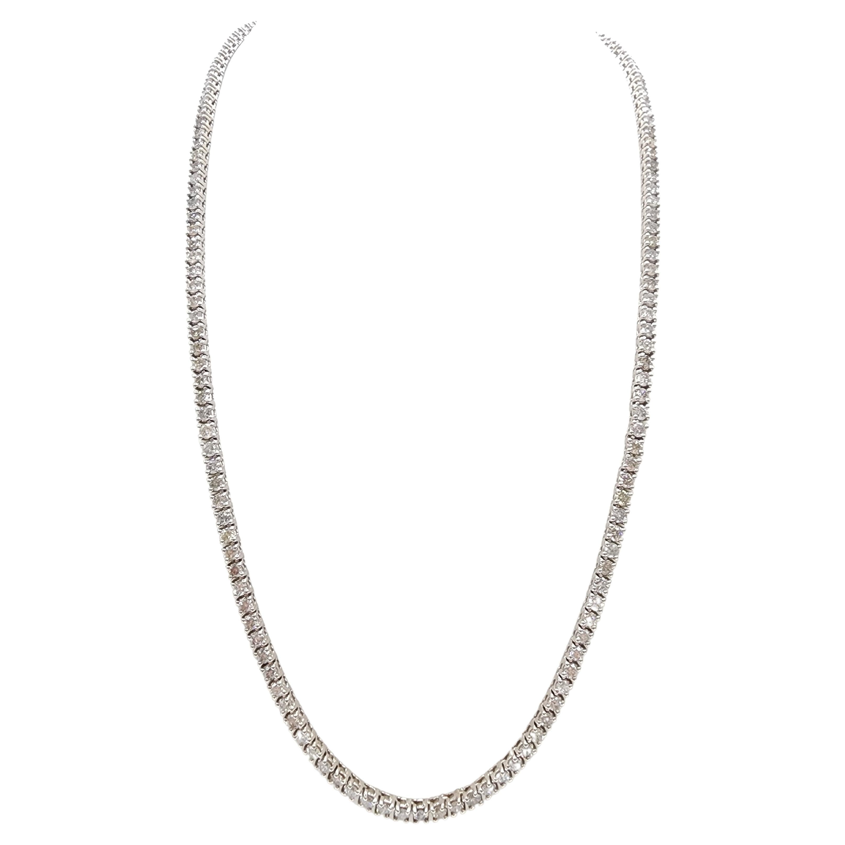 15,65 Karat runder natürlicher Diamant-Tennis-Halskette 14 Karat Weißgold 22''