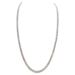 15.65 Carat Round Natural Diamond Tennis Necklace 14 Karat White Gold 22''