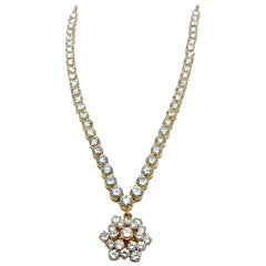15.65 Carat Transitional Round Diamond and Yellow Gold Pendant Necklace