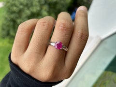 1.565Ct Burma Unheated Ruby Ring in 18K white gold