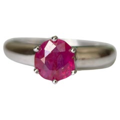 1.565Ct Burma Unheated Ruby Ring in 18K white gold