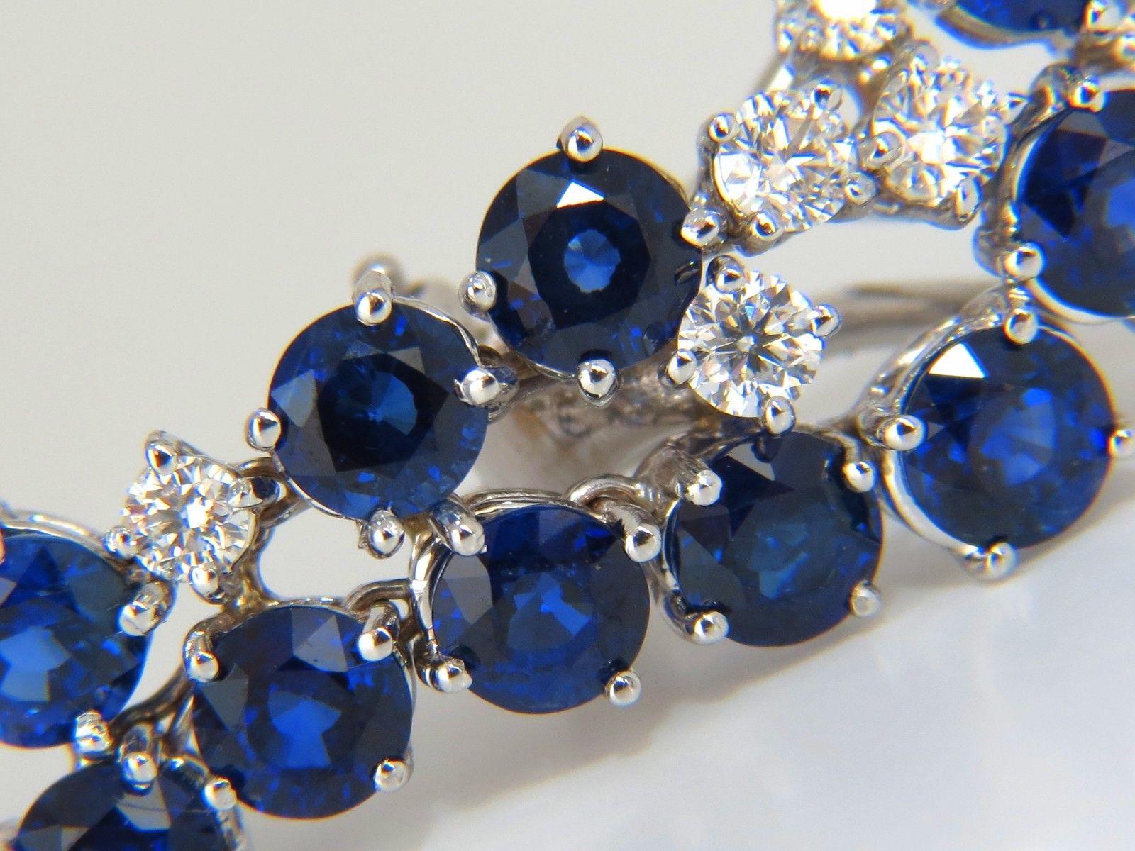 Women's or Men's 15.65CT Natural Sapphire Diamonds Earrings 18K Chandelier Cluster Dangle